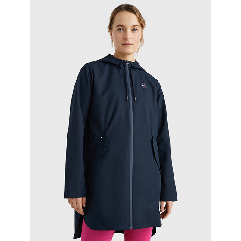 Tommy Hilfiger Women's Waterproof Long Performance Rain Jacket - Desert Sky-1